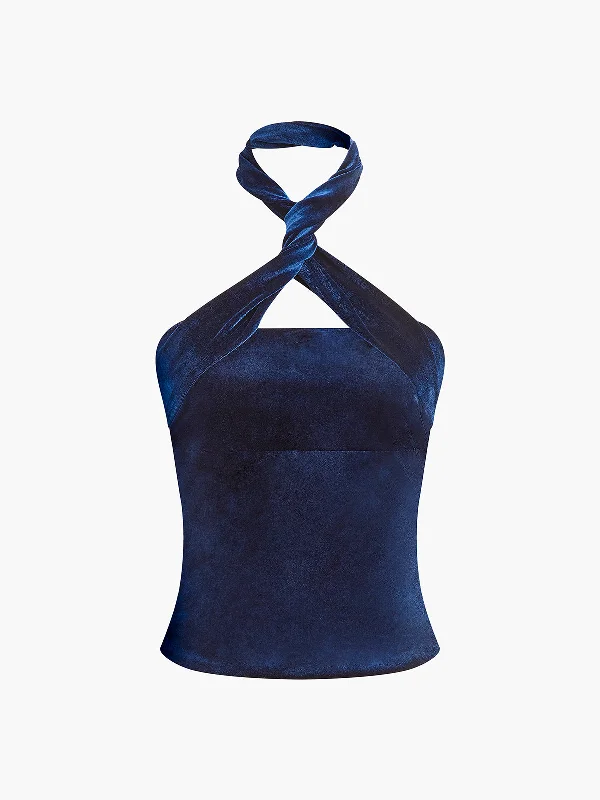 Beaded Casual Dresses for a Decorative Touch​ Velvet Zipper Halter Top