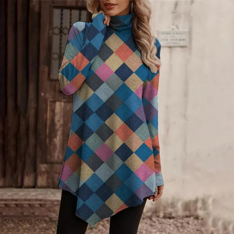 Mini dresses with wrap - around styles Colourful Plaid Shirt Dress