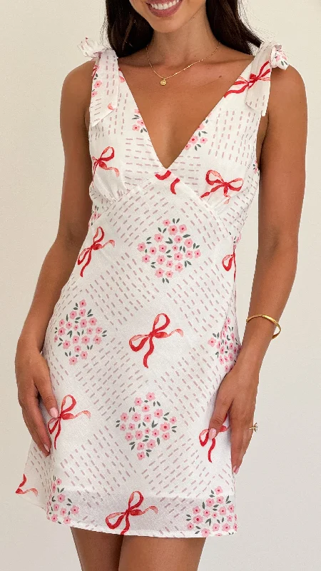 Mini dresses with cold - shoulder designs Tullie Mini Dress - Sweet Bow Pink