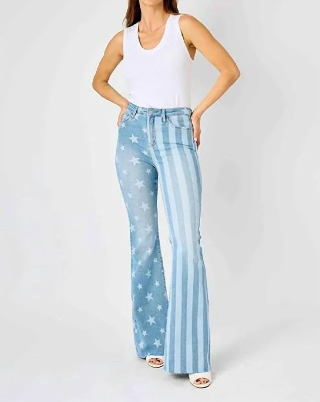 Acid - wash women jeans with a retro finish  Americana Flare Jeans In Light Wash