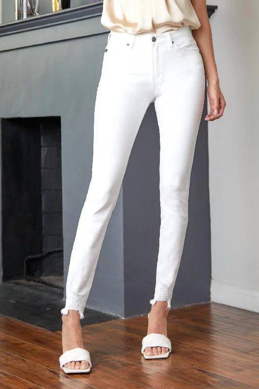 Ripped women jeans for a rebellious and fashion - forward style Anya High Rise Super Skinny Jeans In White Ripped women jeans for a rebellious and fashion - forward style Anya High Rise Super Skinny Jeans In White