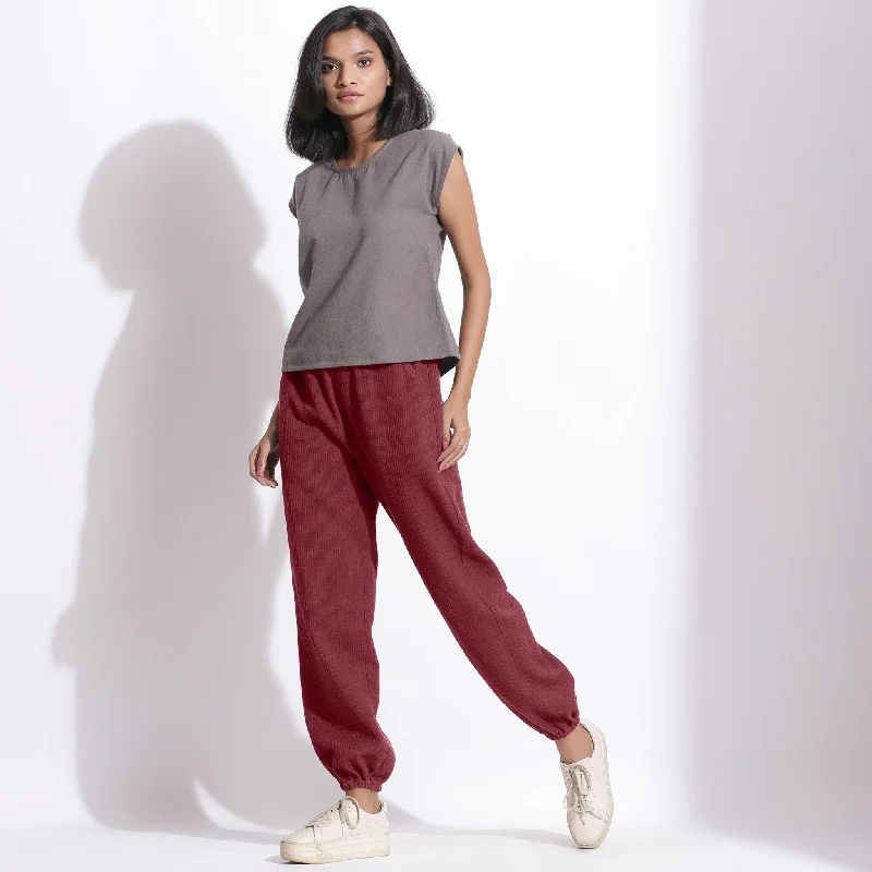 Quarter - length sleeve sweater pants for versatility​ Barn Red Warm Cotton Waffle High-Rise Jogger Pant
