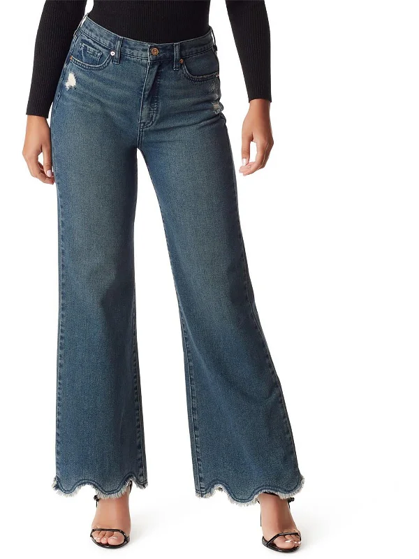 Skinny women jeans with a form - fitting design Codie Womens High Rise Raw Hem Wide Leg Jeans Skinny women jeans with a form - fitting design Codie Womens High Rise Raw Hem Wide Leg Jeans
