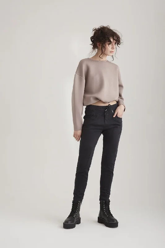 Quarter - length sleeve sweater pants for versatility Mila Mid Waist Jogger 5 Pocket Ankle Pants Black Quarter - length sleeve sweater pants for versatility Mila Mid Waist Jogger 5 Pocket Ankle Pants Black
