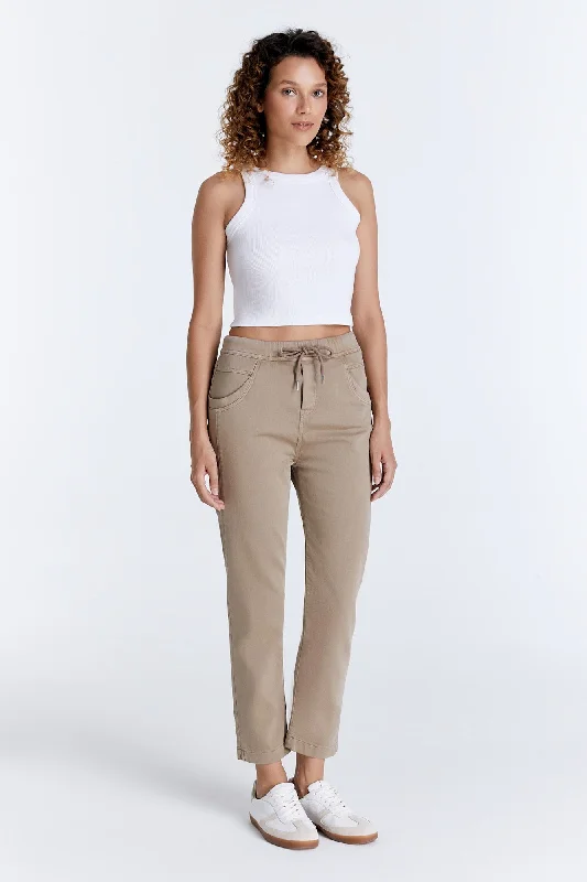 Dry - clean - only sweater pants for delicate materials​ Ella Mid Waist Jogger 5 Pocket Ankle Pants Moon Rock