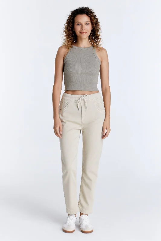 Back - pocket sweater pants for functionality Ella Mid Waist Jogger 5 Pocket Ankle Pants Sand Back - pocket sweater pants for functionality Ella Mid Waist Jogger 5 Pocket Ankle Pants Sand