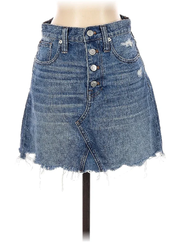 Denim skirts and blouses for a more formal ensemble Denim Skirt