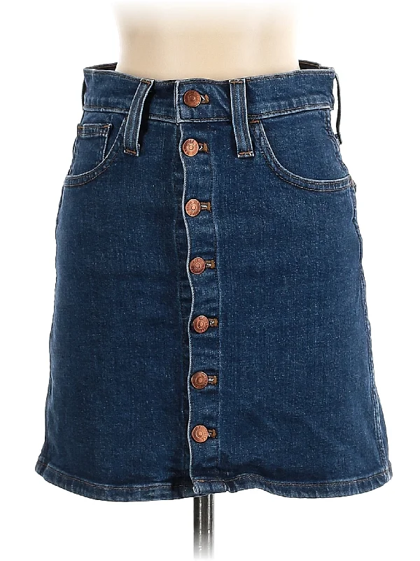 Denim skirts with long - sleeve shirts for a more covered look Denim Skirt