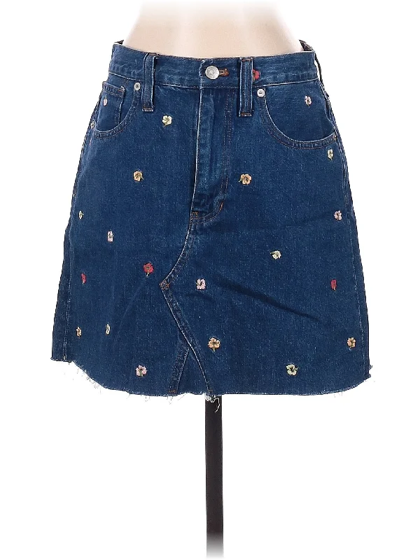 Denim skirts with long - sleeve shirts for a more covered look Denim Skirt