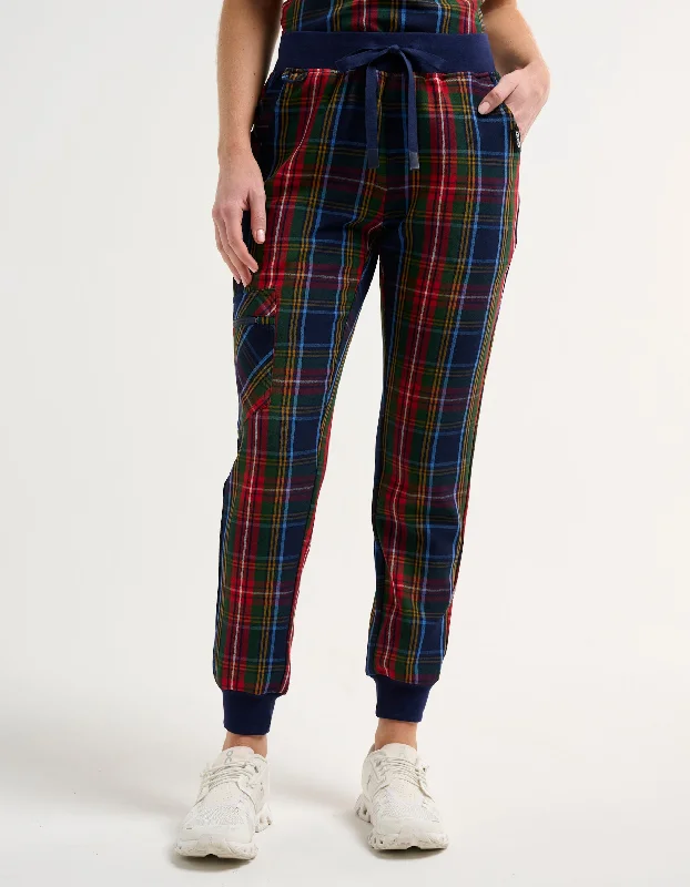 Chunky - knit sweater pants for warmth Essential Jogger Scrub Pants - Christmas Blue Tartan Chunky - knit sweater pants for warmth Essential Jogger Scrub Pants - Christmas Blue Tartan