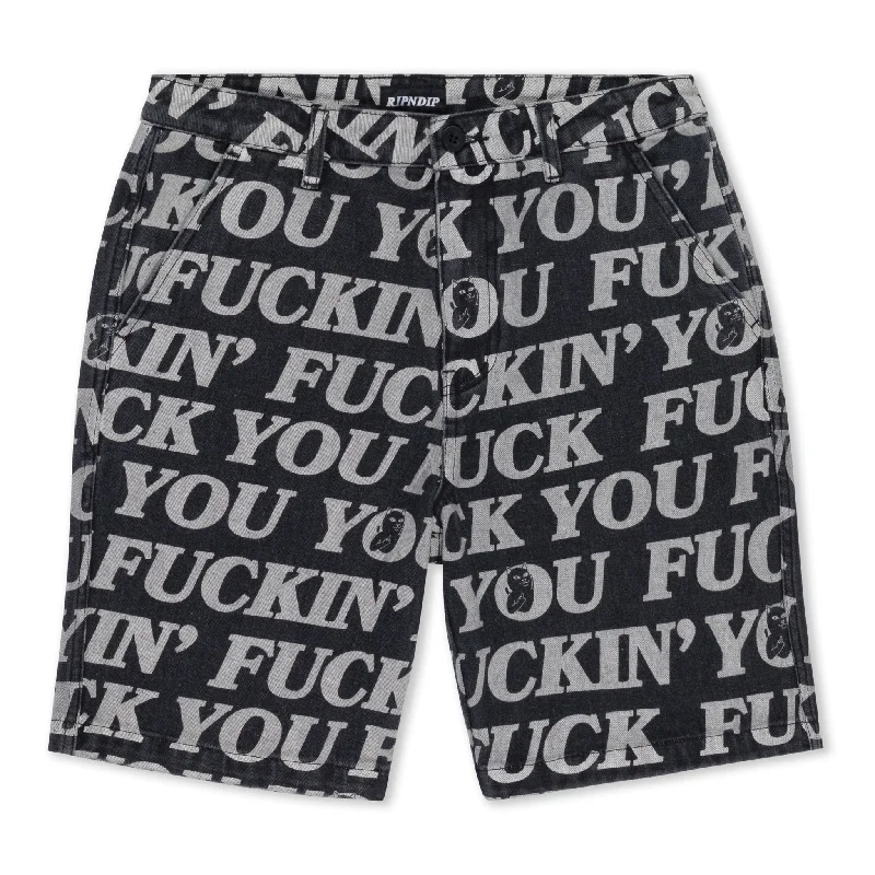 Women's Printed Animal Print Shorts in Brown and Black for a Bold and Fashion - Forward Appearance Fuckin Fuck Denim Shorts (Black) Women's Printed Animal Print Shorts in Brown and Black for a Bold and Fashion - Forward Appearance Fuckin Fuck Denim Shorts (Black)