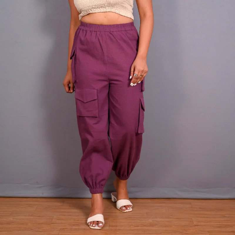 Pullover sweater pants for easy wear Grape Wine Warm Cotton Flannel Elasticated Cargo Jogger Pant Pullover sweater pants for easy wear Grape Wine Warm Cotton Flannel Elasticated Cargo Jogger Pant