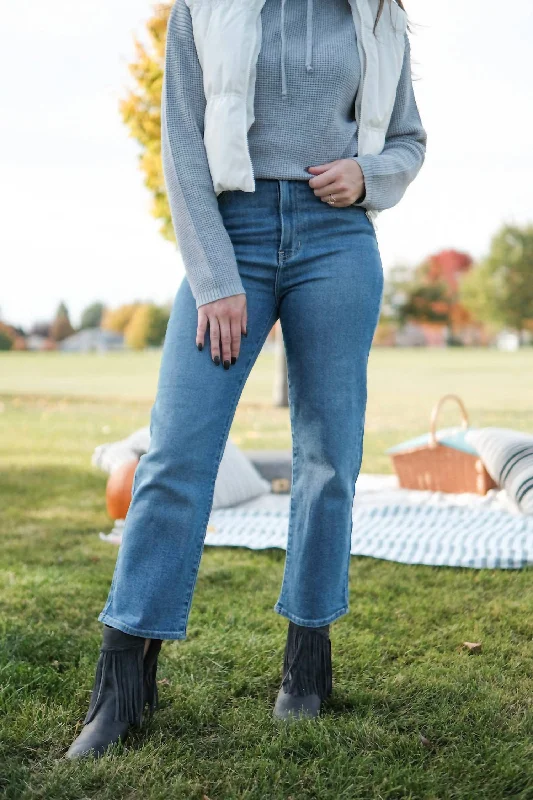 High - rise flare women jeans for a 70s - inspired look Hallie Ribcage Straight Jeans In Medium Wash High - rise flare women jeans for a 70s - inspired look Hallie Ribcage Straight Jeans In Medium Wash