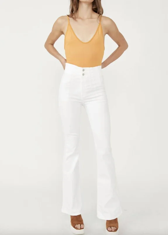 Button - fly women jeans with a traditional touch  Jayde Flare Jeans In White