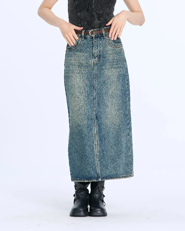 Denim skirts to pair with white t - shirts for a simple look KZ9803 Denim Skirts