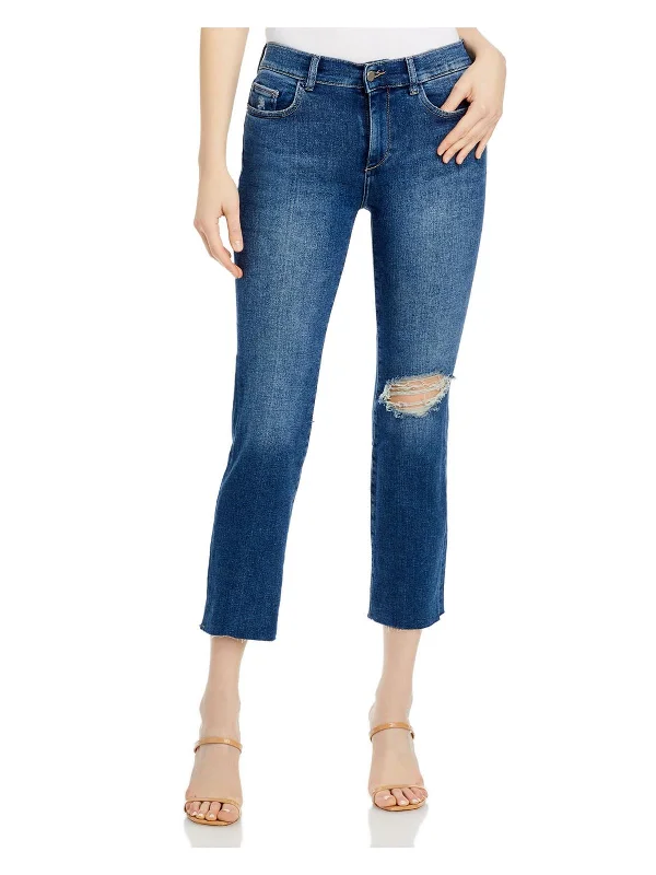 Embellished women jeans with studs or rhinestones for a glamorous touch Mara Womens Denim Raw Hem Straight Leg Jeans Embellished women jeans with studs or rhinestones for a glamorous touch Mara Womens Denim Raw Hem Straight Leg Jeans
