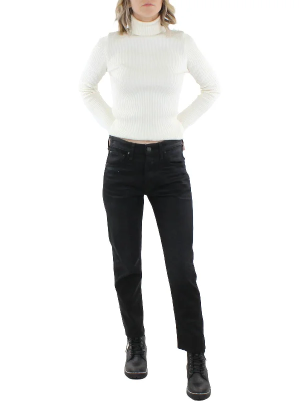 Mom jeans for a nostalgic and casual look  Maya Womens Coated Button Fly Ankle Jeans