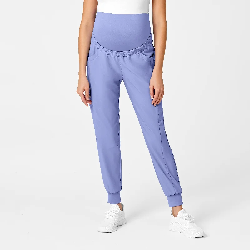 Striped sweater pants for a classic pattern W123 Maternity Jogger Scrub Pant - Ceil Blue Striped sweater pants for a classic pattern W123 Maternity Jogger Scrub Pant - Ceil Blue
