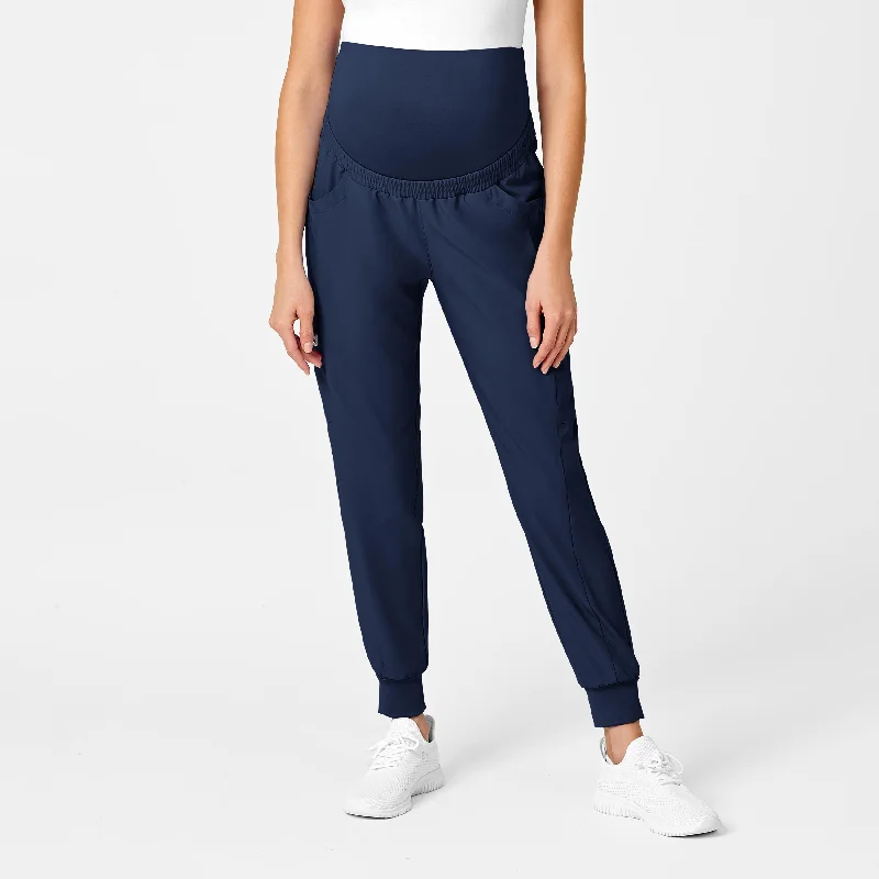 Organic cotton sweater pants for eco - conscious buyers​ W123 Maternity Jogger Scrub Pant - Navy