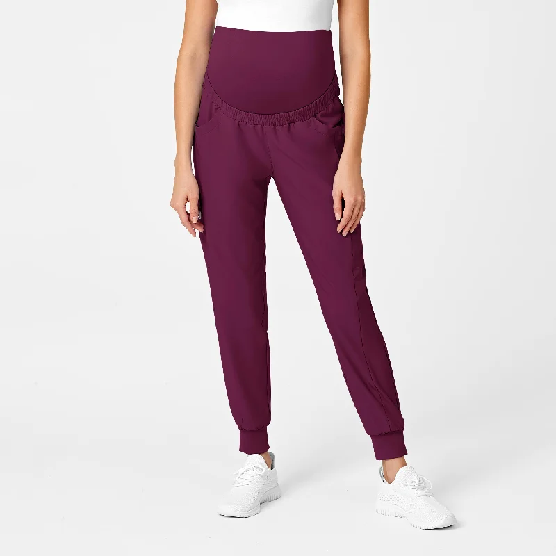 Skinny - fit sweater pants for a sleek appearance​ W123 Maternity Jogger Scrub Pant - Wine