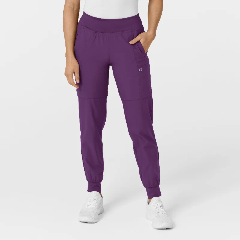 High - waisted sweater pants for a flattering fit W123 Women's Comfort Waist Cargo Jogger Scrub Pant - Eggplant High - waisted sweater pants for a flattering fit W123 Women's Comfort Waist Cargo Jogger Scrub Pant - Eggplant