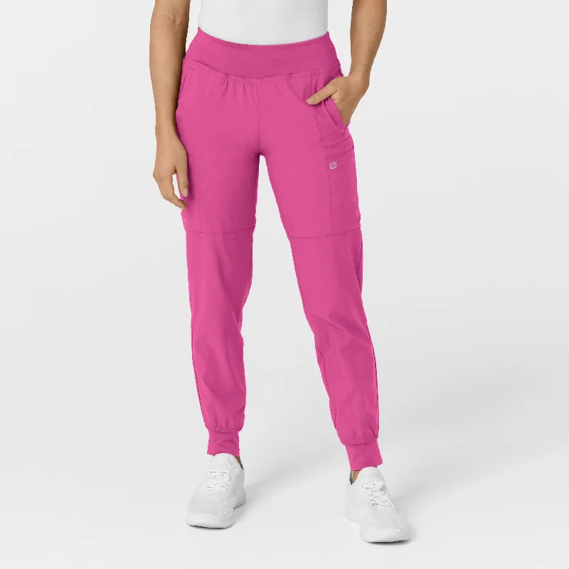 Striped sweater pants for a classic pattern W123 Women's Comfort Waist Cargo Jogger Scrub Pant - Hot Pink Striped sweater pants for a classic pattern W123 Women's Comfort Waist Cargo Jogger Scrub Pant - Hot Pink