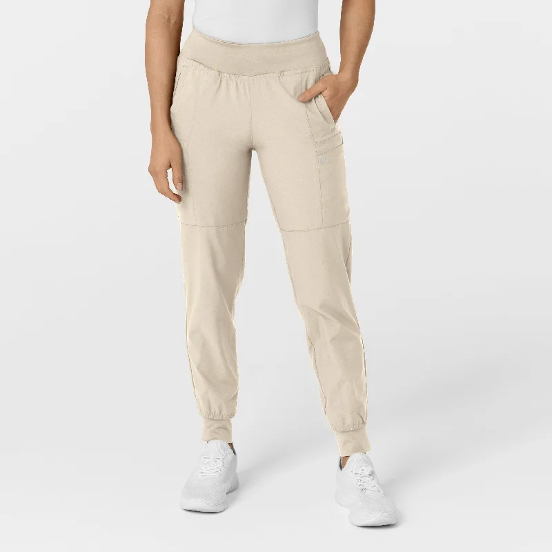 Floral - printed sweater pants for a feminine touch W123 Women's Comfort Waist Cargo Jogger Scrub Pant - Khaki Floral - printed sweater pants for a feminine touch W123 Women's Comfort Waist Cargo Jogger Scrub Pant - Khaki