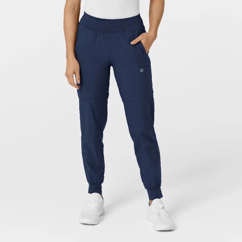 Animal - print sweater pants for a bold statement​ W123 Women's Comfort Waist Cargo Jogger Scrub Pant - Navy