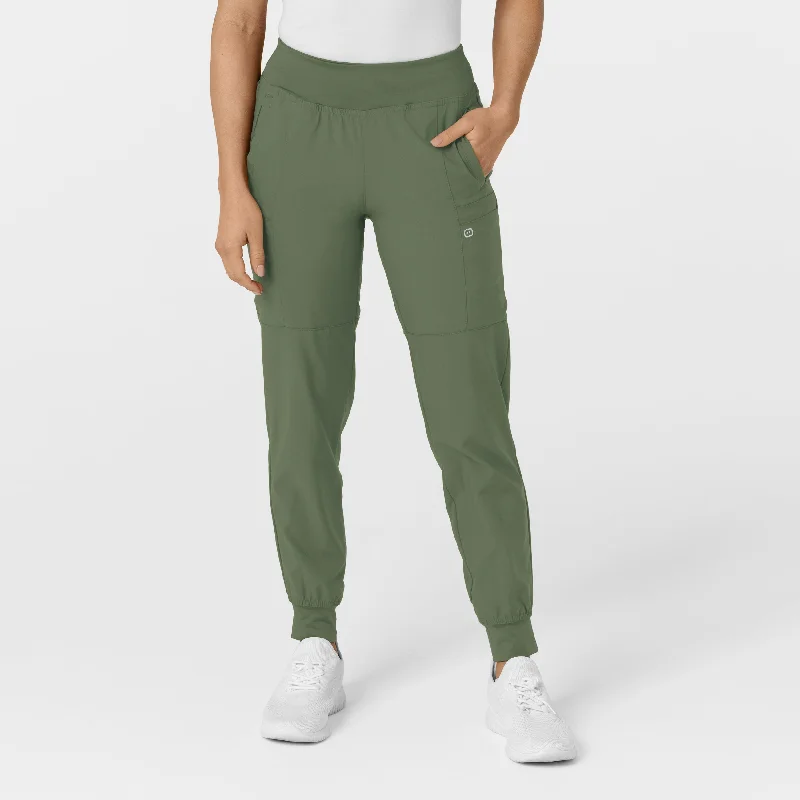Chunky - knit sweater pants for warmth W123 Women's Comfort Waist Cargo Jogger Scrub Pant - Olive Chunky - knit sweater pants for warmth W123 Women's Comfort Waist Cargo Jogger Scrub Pant - Olive