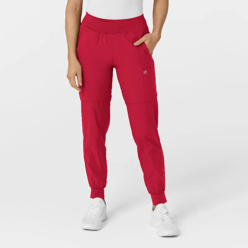 Breathable sweater pants for all - day comfort W123 Women's Comfort Waist Cargo Jogger Scrub Pant - Red Breathable sweater pants for all - day comfort W123 Women's Comfort Waist Cargo Jogger Scrub Pant - Red
