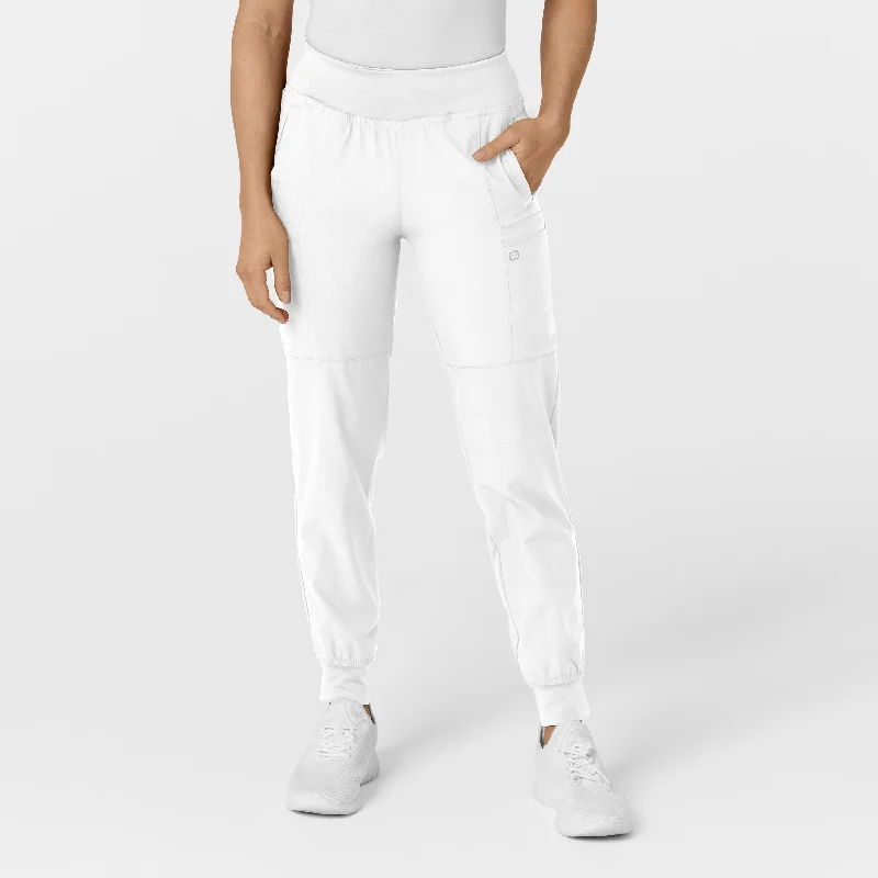 Drawstring - waist sweater pants for adjustability W123 Women's Comfort Waist Cargo Jogger Scrub Pant - White Drawstring - waist sweater pants for adjustability W123 Women's Comfort Waist Cargo Jogger Scrub Pant - White