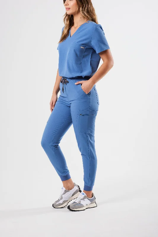 Handmade knitted sweater pants for unique style CLASSIC HIGH WAISTED JOGGER WOMEN'S SCRUB PANTS (CEIL BLUE) Handmade knitted sweater pants for unique style CLASSIC HIGH WAISTED JOGGER WOMEN'S SCRUB PANTS (CEIL BLUE)