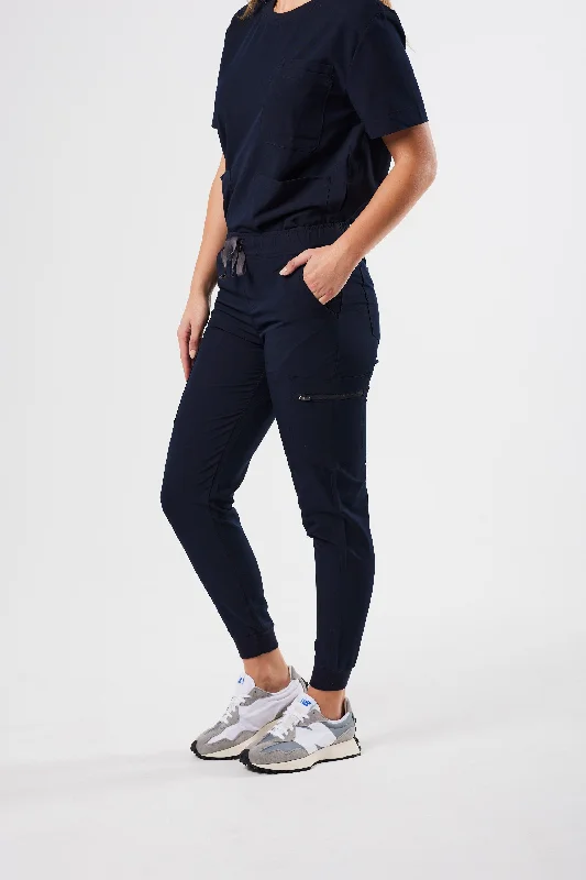 Plus - size cotton sweater pants for comfort CLASSIC WOMEN'S JOGGER SCRUB PANTS (NAVY) Plus - size cotton sweater pants for comfort CLASSIC WOMEN'S JOGGER SCRUB PANTS (NAVY)