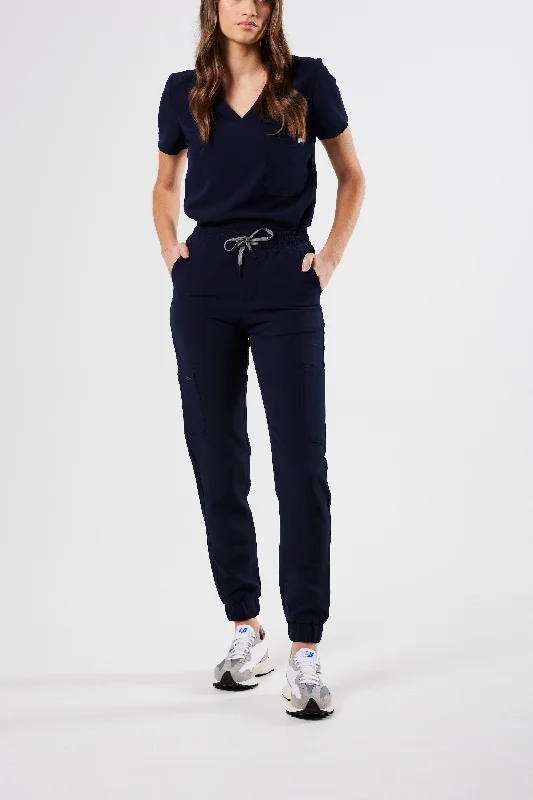 High - waisted sweater pants for a flattering fit​ FLEX WOMEN'S JOGGER PANTS (NAVY)