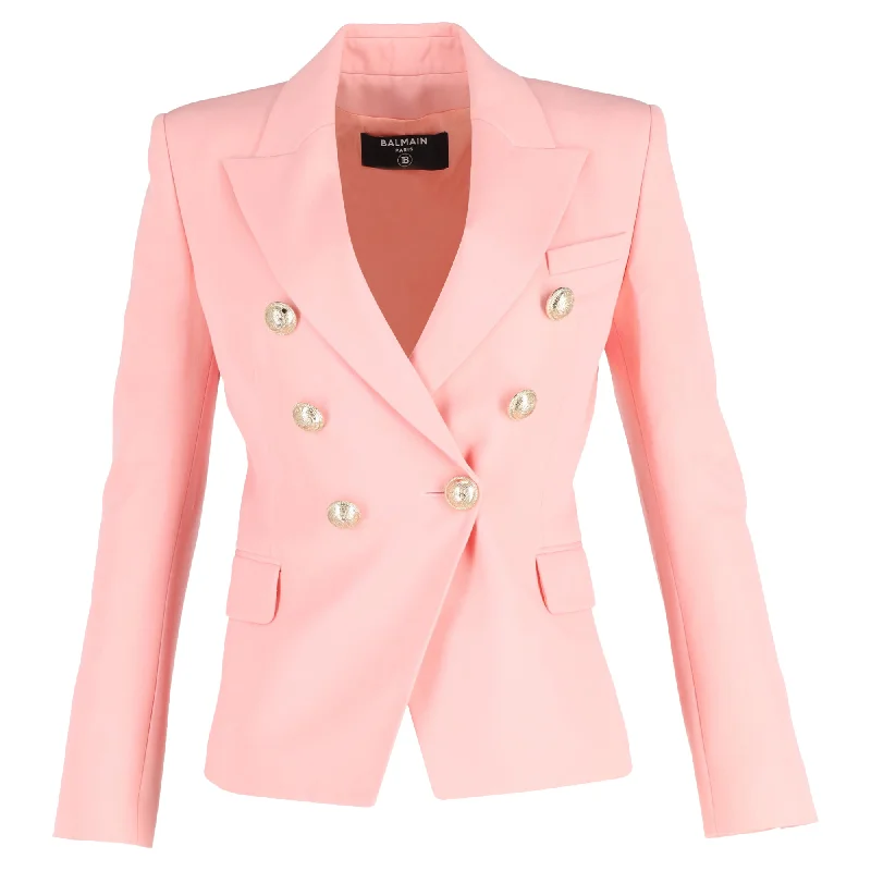 Oversized Women's Printed Blazers in Animal Patterns for a Statement Piece Balmain Embellished Double-Breasted Blazer in Pink Viscose Oversized Women's Printed Blazers in Animal Patterns for a Statement Piece Balmain Embellished Double-Breasted Blazer in Pink Viscose