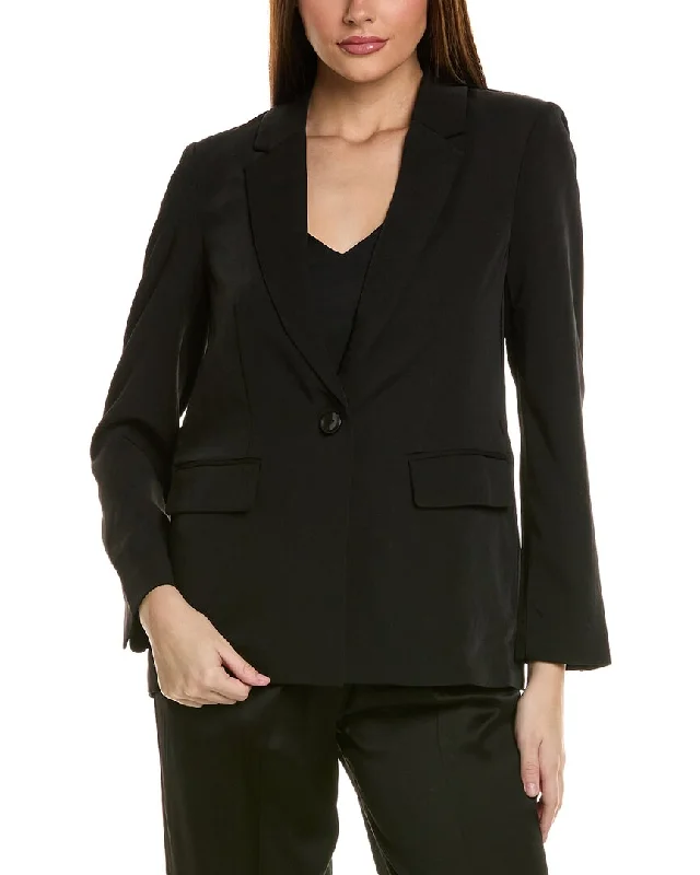 Plus Size Women's Embroidered Blazers in Floral Patterns for a Feminine Touch BCBG New York Drapey Twill Blazer
