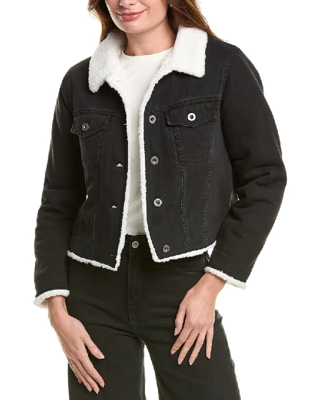 Plus Size Women's Sequin - Embellished Blazers in Silver for a Glamorous Party Bella Dahl Coco - Sherpa Jean Jacket