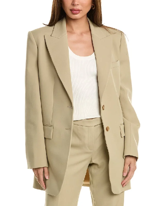 Oversized Women's Checkered Blazers in Black and White for a Trendy Style Michael Kors Collection Gabardine Wool Boyfriend Blazer