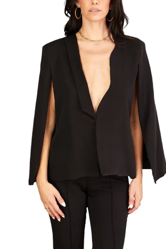 Women's Slim - Fit Blazers in Charcoal Gray for a Professional Appearance Open Front Cloak Blazer In Black Women's Slim - Fit Blazers in Charcoal Gray for a Professional Appearance Open Front Cloak Blazer In Black