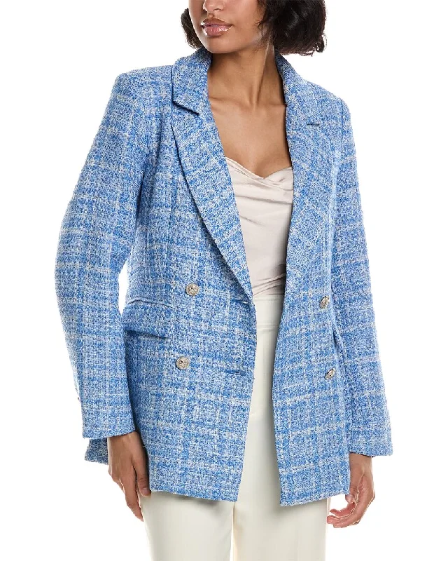 Women's Tailored Stretch Blazers in Navy Blue for Business Meetings Pascale La Mode Tweed Blazer