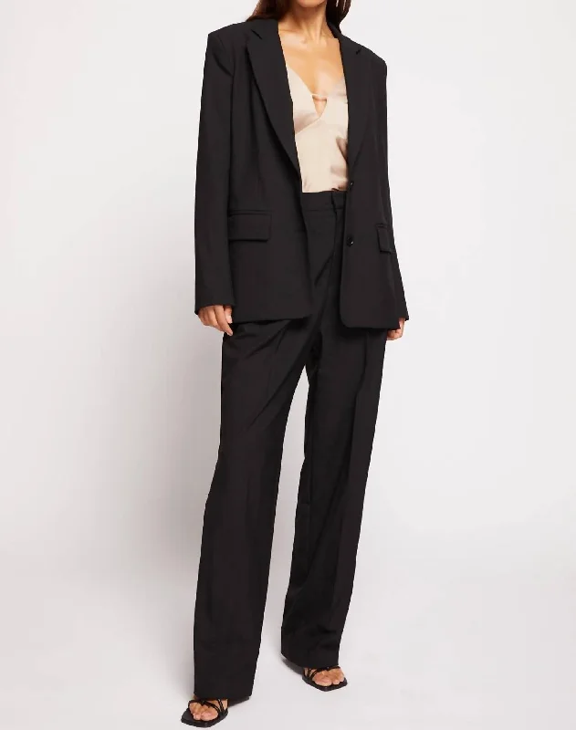 Plus Size Women's Double - Breasted Wool Blazers for Winter Office Wear Reine Jacket In Black