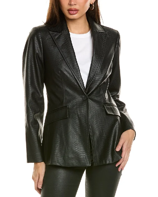 Single - Breasted Women's Linen Blend Blazers in Earth Tones for Casual Wear Requirements Snake-Embossed Blazer