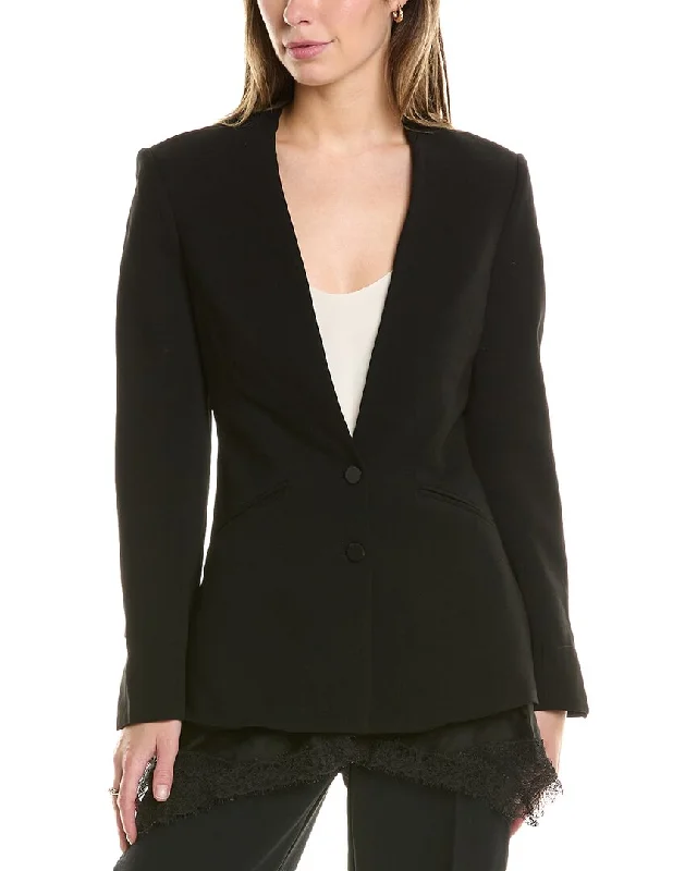 Plus Size Women's Ruffled Blazers in Pink for a Girly and Fashionable Look SIMKHAI Allie Crepe Combo Basque Jacket Plus Size Women's Ruffled Blazers in Pink for a Girly and Fashionable Look SIMKHAI Allie Crepe Combo Basque Jacket