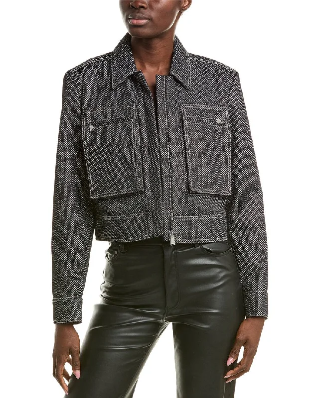 Plus Size Women's Faux Fur - Trimmed Blazers in Black for a Luxurious Look SIMKHAI Harmon Crop Jacket Plus Size Women's Faux Fur - Trimmed Blazers in Black for a Luxurious Look SIMKHAI Harmon Crop Jacket
