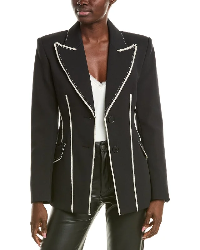 Plus Size Women's Cropped Velvet Blazers in Burgundy for a Night Out SIMKHAI Woody Blazer Plus Size Women's Cropped Velvet Blazers in Burgundy for a Night Out SIMKHAI Woody Blazer