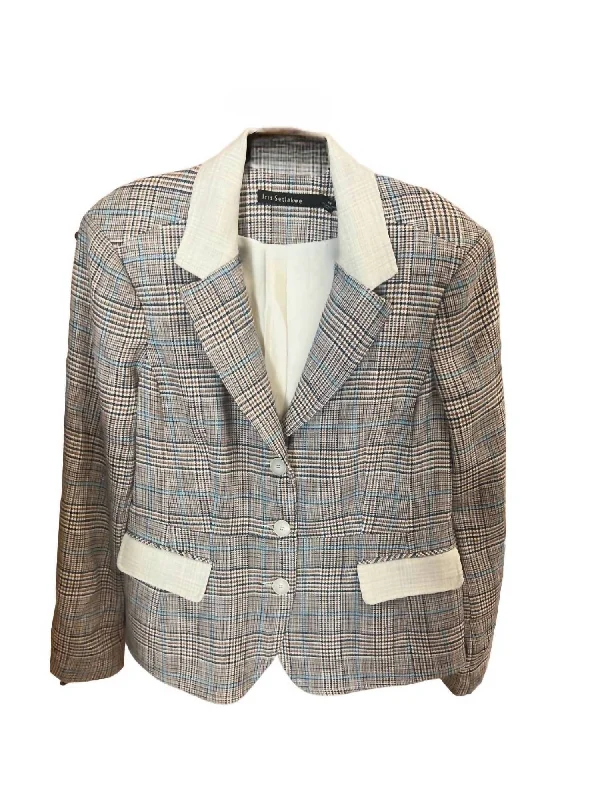 Oversized Women's Printed Blazers in Animal Patterns for a Statement Piece Single Breasted Jacket In Palace Blue Plaid Oversized Women's Printed Blazers in Animal Patterns for a Statement Piece Single Breasted Jacket In Palace Blue Plaid