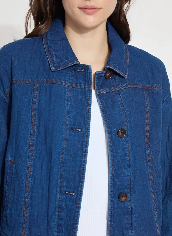 Single - Breasted Women's Linen Blend Blazers in Earth Tones for Casual Wear Sloane Quilted Denim Jacket Single - Breasted Women's Linen Blend Blazers in Earth Tones for Casual Wear Sloane Quilted Denim Jacket