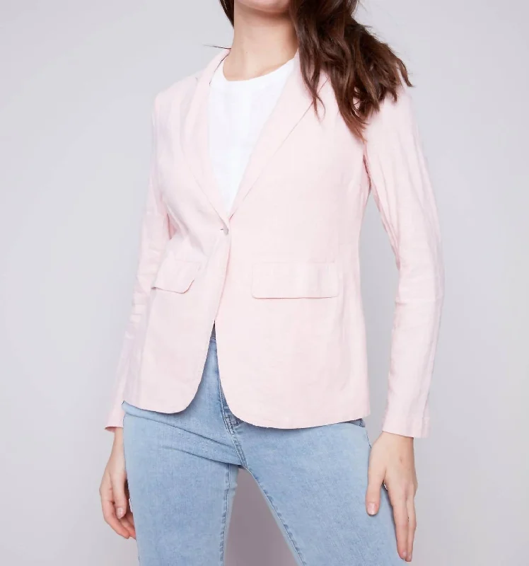 Women's Belted Blazers in Camel Color for a Sophisticated Outfit Solid Linen Blazer In Lotus