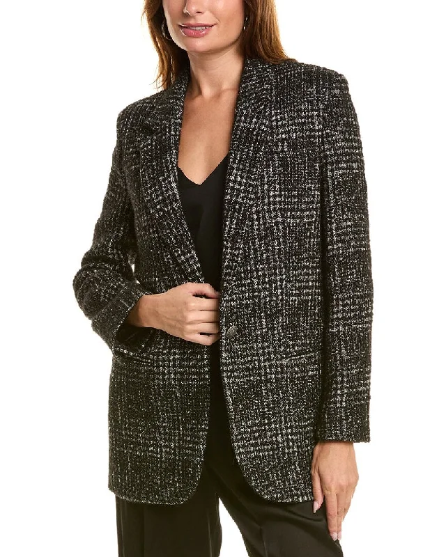 Women's Slim - Fit Blazers in Charcoal Gray for a Professional Appearance The Kooples Tweed Wool & Alpaca-Blend Blazer Women's Slim - Fit Blazers in Charcoal Gray for a Professional Appearance The Kooples Tweed Wool & Alpaca-Blend Blazer