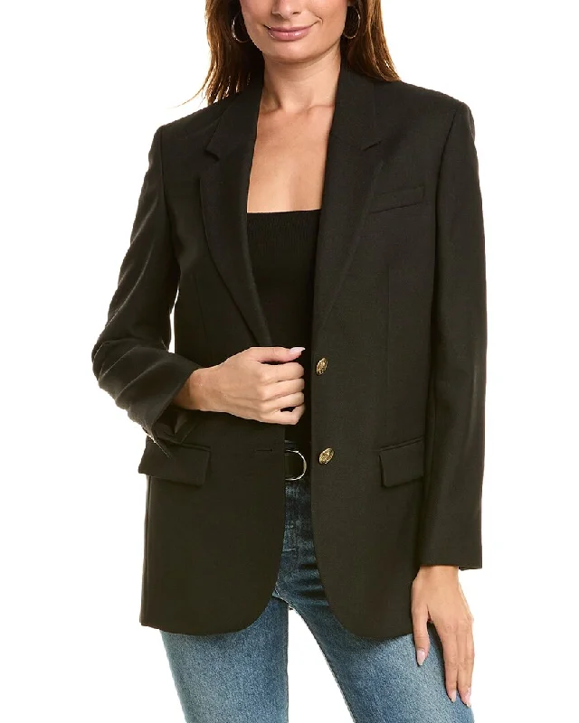 Women's Tailored Stretch Blazers in Navy Blue for Business Meetings The Kooples Wool-Blend Blazer Women's Tailored Stretch Blazers in Navy Blue for Business Meetings The Kooples Wool-Blend Blazer